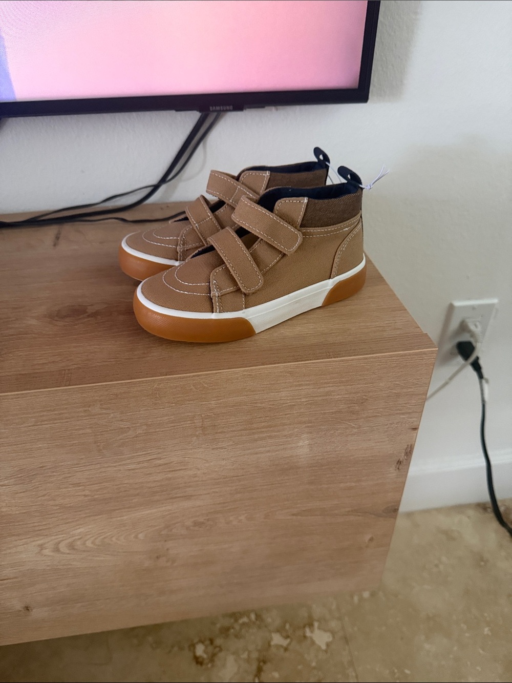 Old Navy Kids Tan High-Top Velcro Sneakers